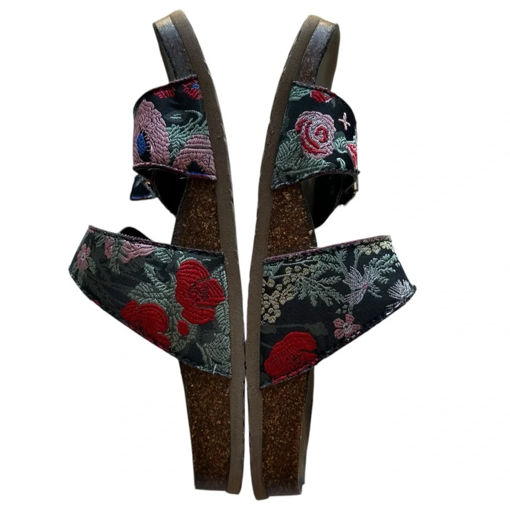 Madden Girl Black with Multicolor Embroidered Print Women's Padded Sandals - Picture 3 of 9